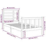 Bed Frame without Mattress Black Solid Wood 90x190 cm