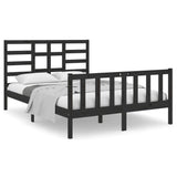 Bed Frame without Mattress Black Solid Wood 135x190 cm - Front View