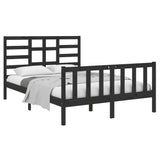 Bed Frame without Mattress Black Solid Wood 135x190 cm - Side View