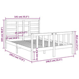 Bed Frame without Mattress Black Solid Wood 135x190 cm