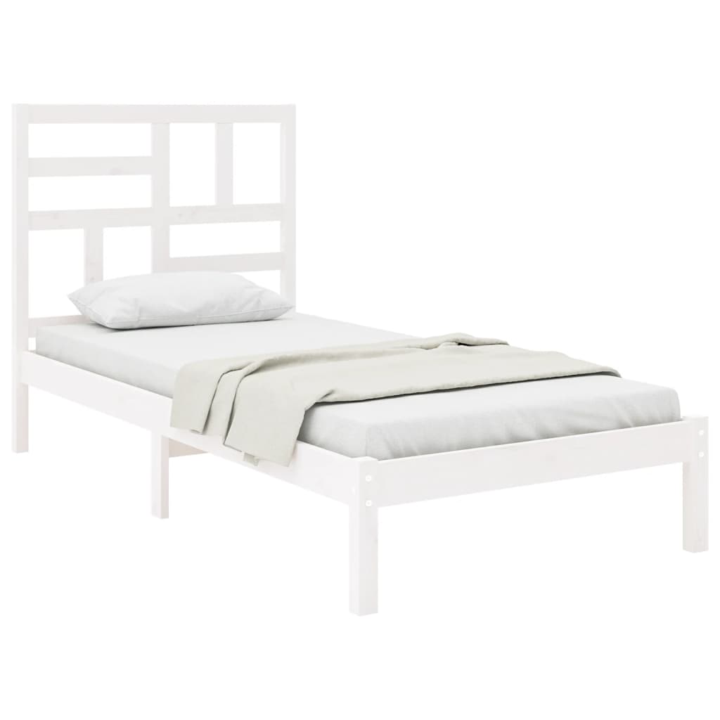 Bed Frame without Mattress White Solid Wood 90x190 cm