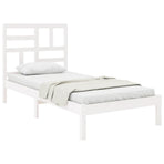 Bed Frame without Mattress White Solid Wood 90x190 cm