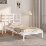 Bed Frame without Mattress White Solid Wood 90x190 cm