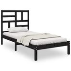 Bed Frame without Mattress Black Solid Wood 90x190 cm