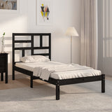 Bed Frame without Mattress Black Solid Wood 90x190 cm