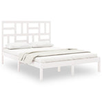 Bed Frame without Mattress White Solid Wood 135x190 cm
