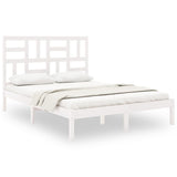 Bed Frame without Mattress White Solid Wood 135x190 cm - Front View