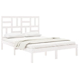 Bed Frame without Mattress White Solid Wood 135x190 cm - Side View