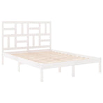 Bed Frame without Mattress White Solid Wood 135x190 cm