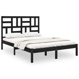Bed Frame without Mattress Black Solid Wood 135x190 cm