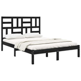 Bed Frame without Mattress Black Solid Wood 135x190 cm