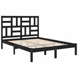 Bed Frame without Mattress Black Solid Wood 135x190 cm