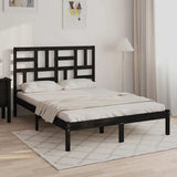 Bed Frame without Mattress Black Solid Wood 135x190 cm
