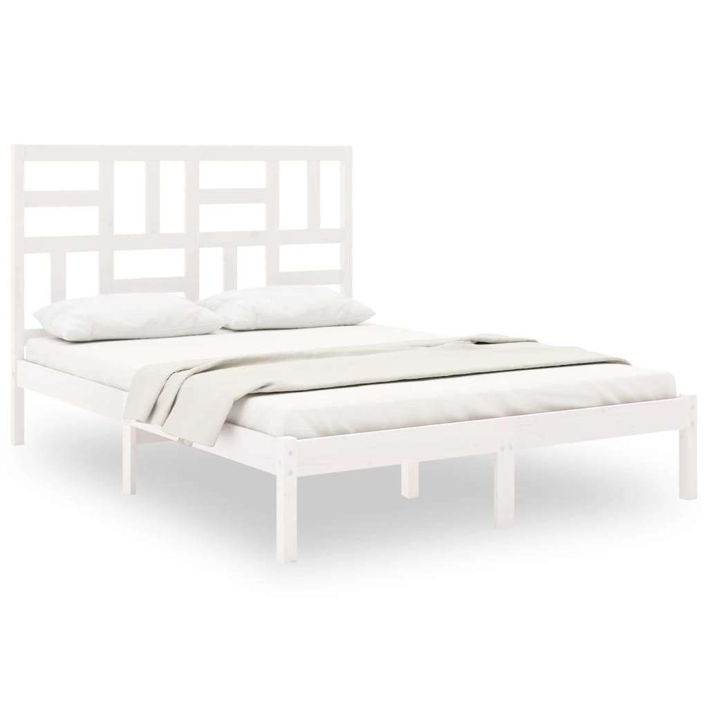 Bed Frame without Mattress White Solid Wood 150x200 cm