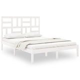 Bed Frame without Mattress White Solid Wood 150x200 cm