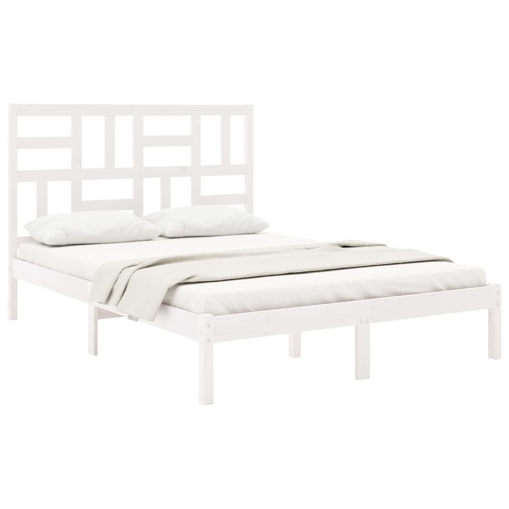 Bed Frame without Mattress White Solid Wood 150x200 cm