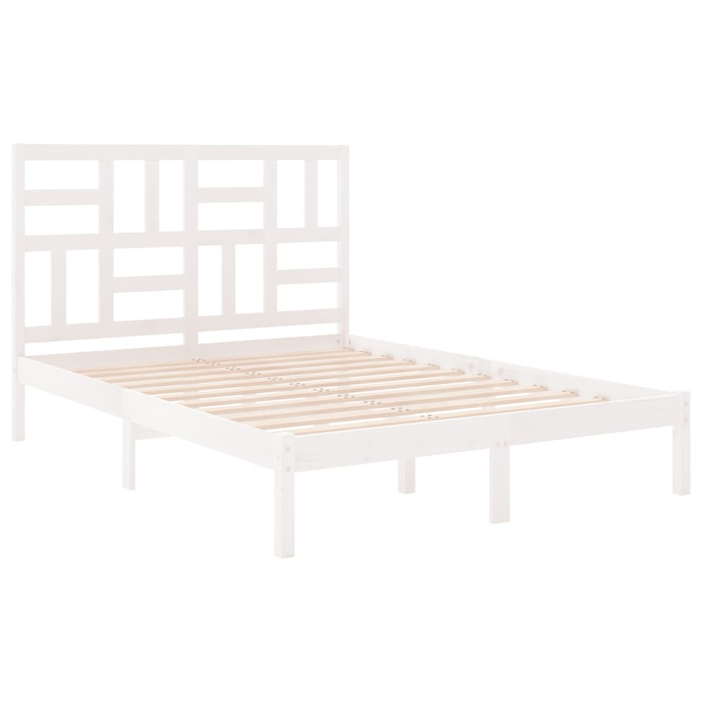Bed Frame without Mattress White Solid Wood 150x200 cm