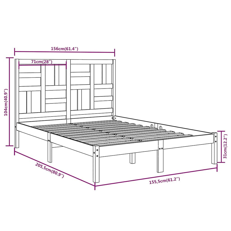 Bed Frame without Mattress White Solid Wood 150x200 cm
