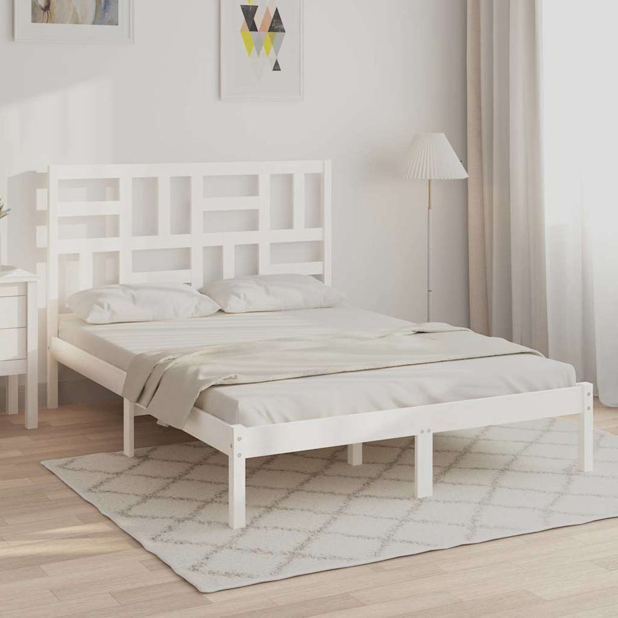 Bed Frame without Mattress White Solid Wood 150x200 cm