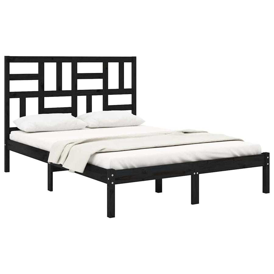 Bed Frame without Mattress Black Solid Wood 150x200 cm