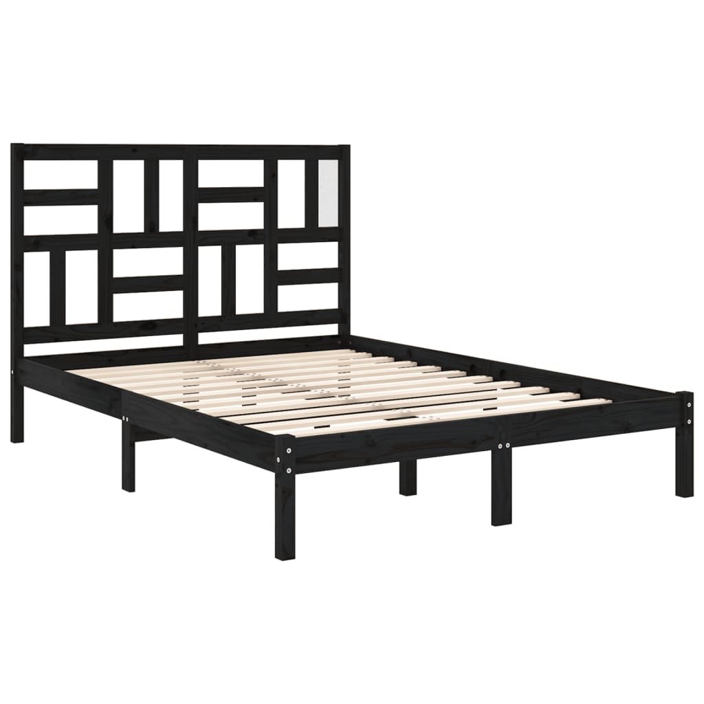 Bed Frame without Mattress Black Solid Wood 150x200 cm