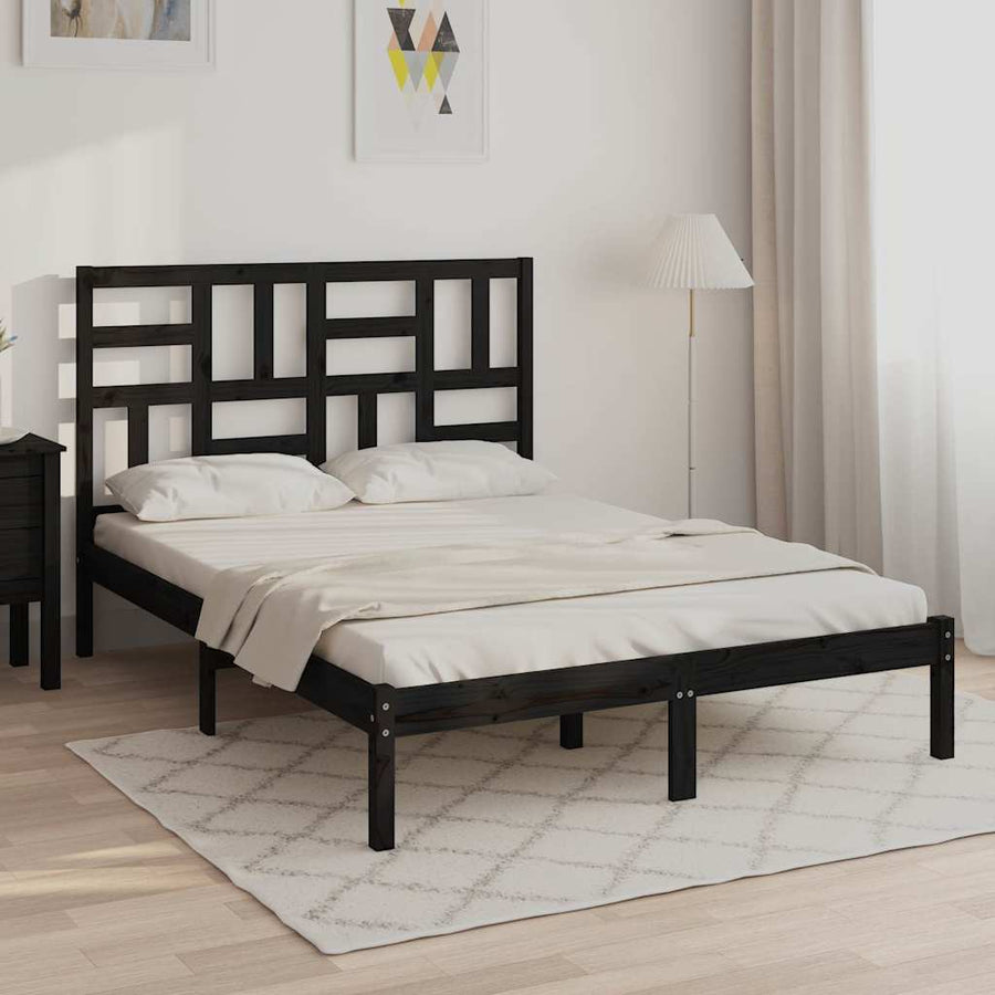 Bed Frame without Mattress Black Solid Wood 150x200 cm