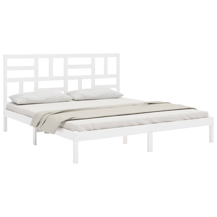 Bed Frame without Mattress White Solid Wood 180x200 cm