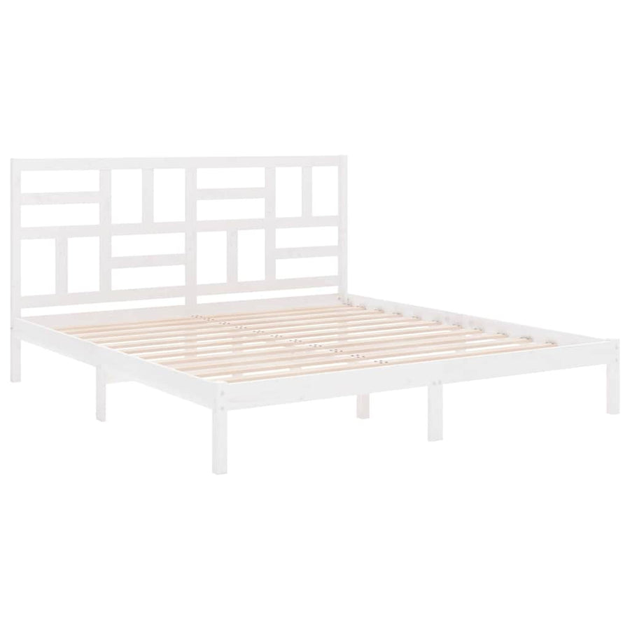 Bed Frame without Mattress White Solid Wood 180x200 cm
