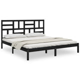 Bed Frame without Mattress Black Solid Wood 183x203 cm King