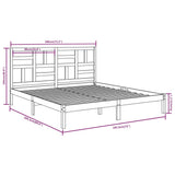 Bed Frame without Mattress Black Solid Wood 183x203 cm King