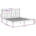 Bed Frame without Mattress Black Solid Wood 183x203 cm King