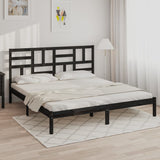 Bed Frame without Mattress Black Solid Wood 183x203 cm King