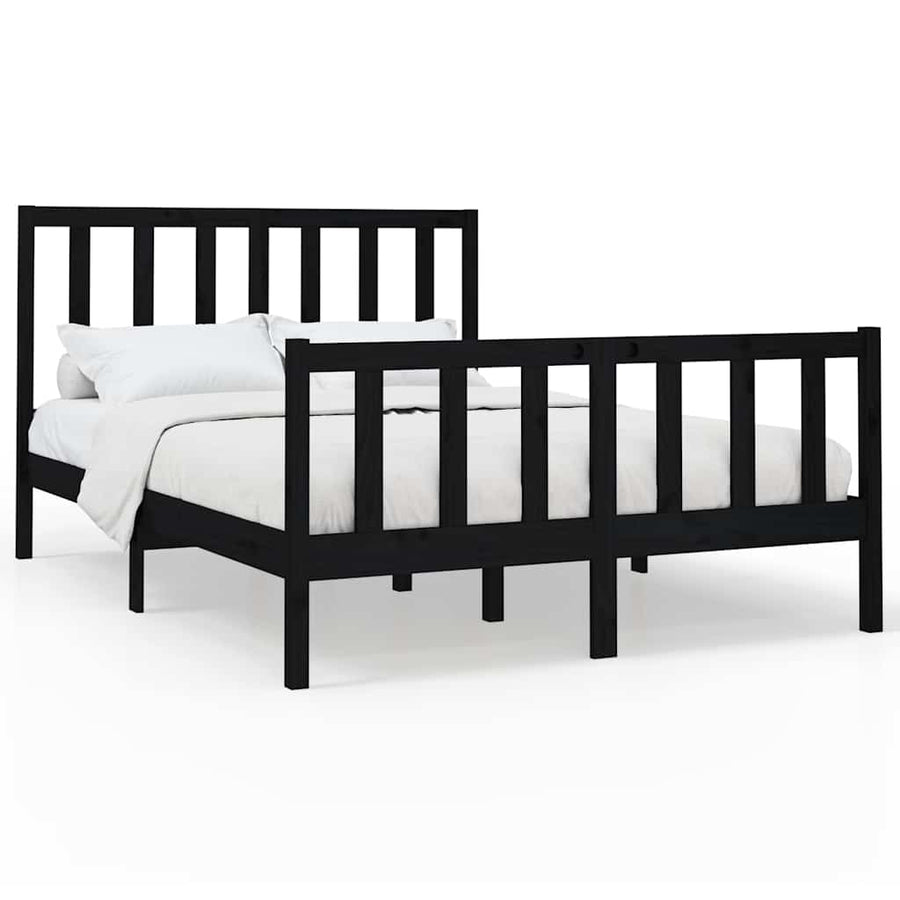 Bed Frame without Mattress Black 150x200 cm Solid Wood Pine