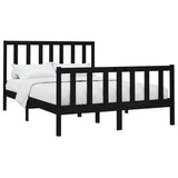 Bed Frame without Mattress Black 150x200 cm Solid Wood Pine - Side View