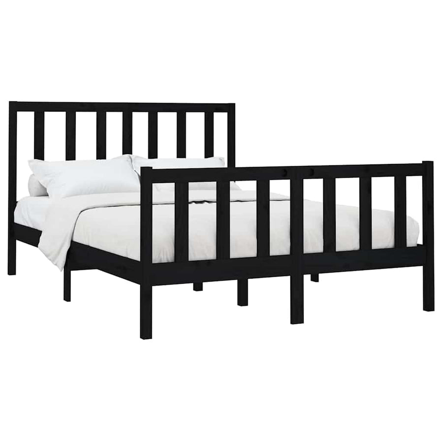 Bed Frame without Mattress Black 150x200 cm Solid Wood Pine