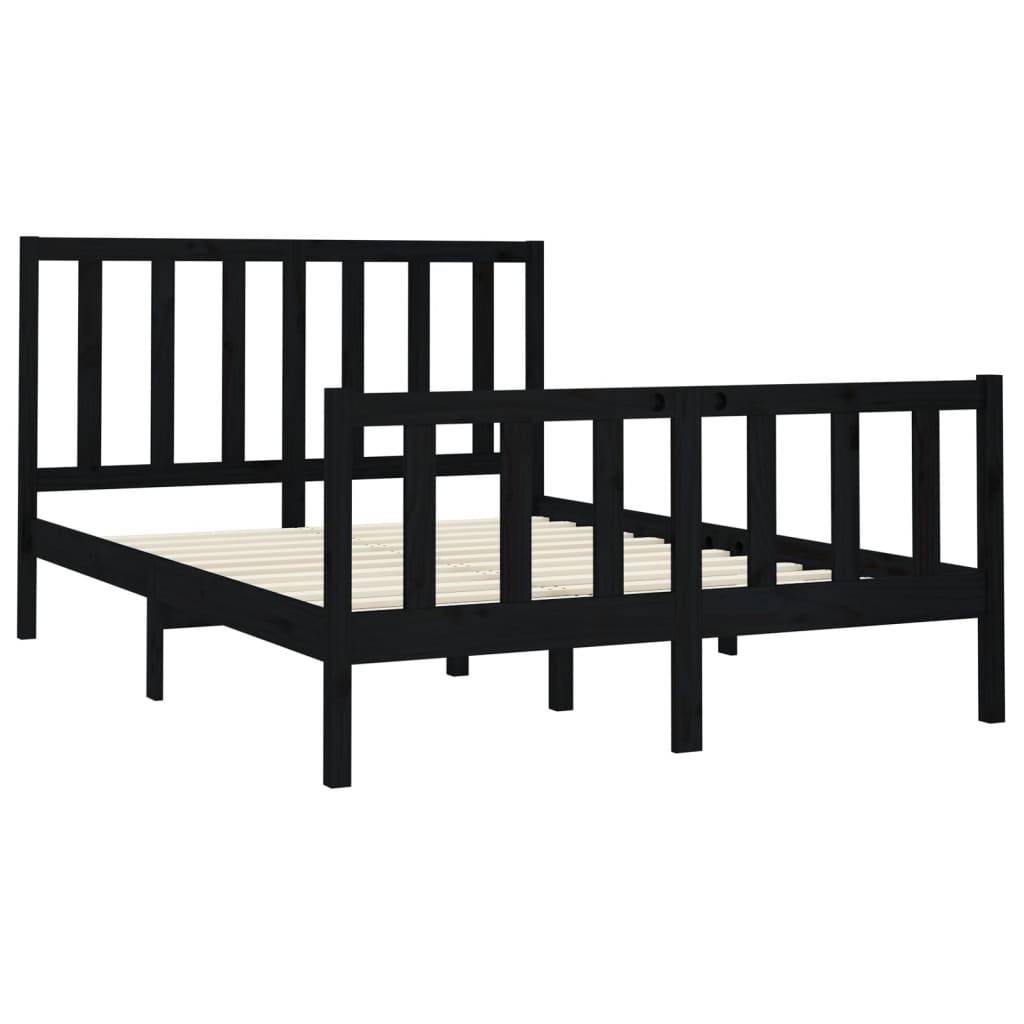 Bed Frame without Mattress Black 150x200 cm Solid Wood Pine