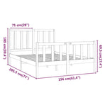 Bed Frame without Mattress Black 150x200 cm Solid Wood Pine