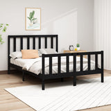 Bed Frame without Mattress Black 150x200 cm Solid Wood Pine