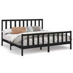 Bed Frame without Mattress Black 183x203 cm King Solid Wood Pine