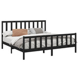 Bed Frame without Mattress Black 183x203 cm King Solid Wood Pine - Side View