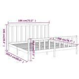 Bed Frame without Mattress Black 183x203 cm King Solid Wood Pine - Rear View
