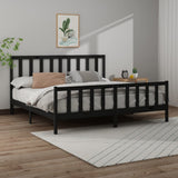 Bed Frame without Mattress Black 183x203 cm King Solid Wood Pine