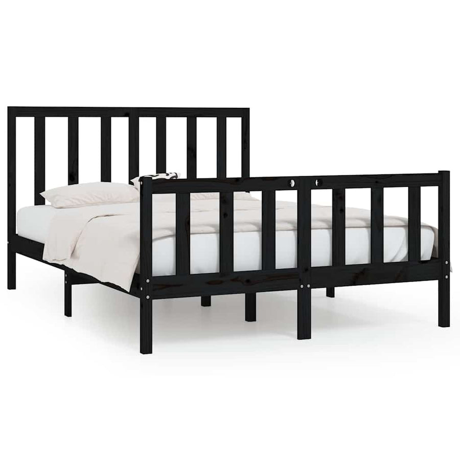 Bed Frame without Mattress Black 150x200 cm Solid Wood