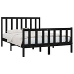 Bed Frame without Mattress Black 150x200 cm Solid Wood