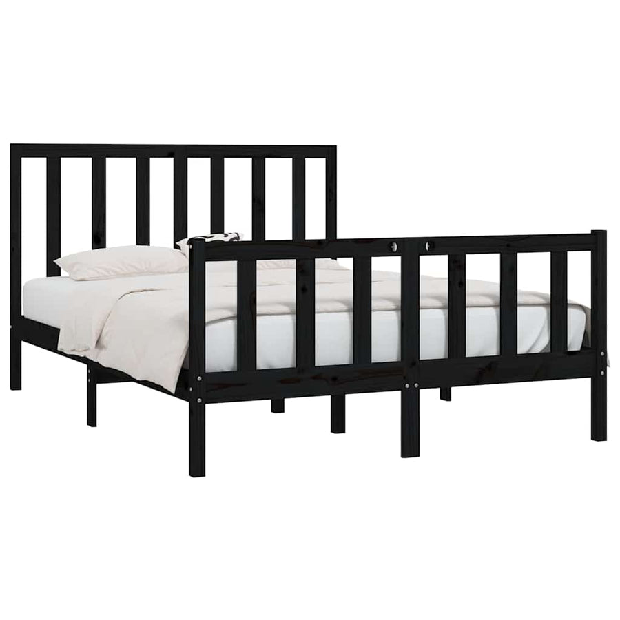 Bed Frame without Mattress Black 150x200 cm Solid Wood