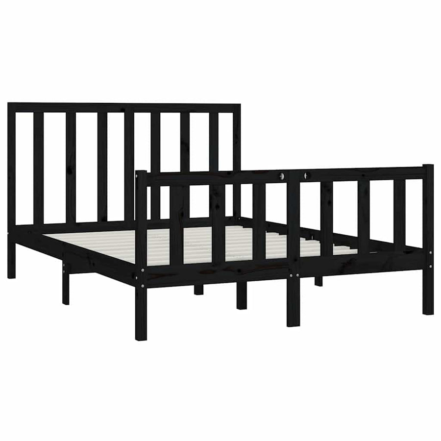 Bed Frame without Mattress Black 150x200 cm Solid Wood