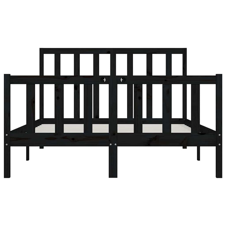 Bed Frame without Mattress Black 150x200 cm Solid Wood