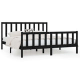 Bed Frame without Mattress Black 183x203 cm King Solid Wood - Front View