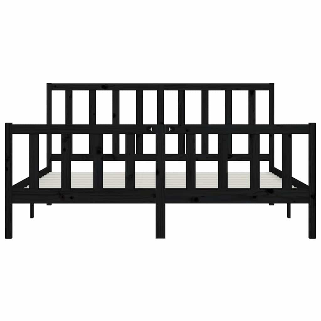 Bed Frame without Mattress Black 183x203 cm King Solid Wood