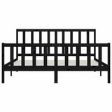 Bed Frame without Mattress Black 183x203 cm King Solid Wood